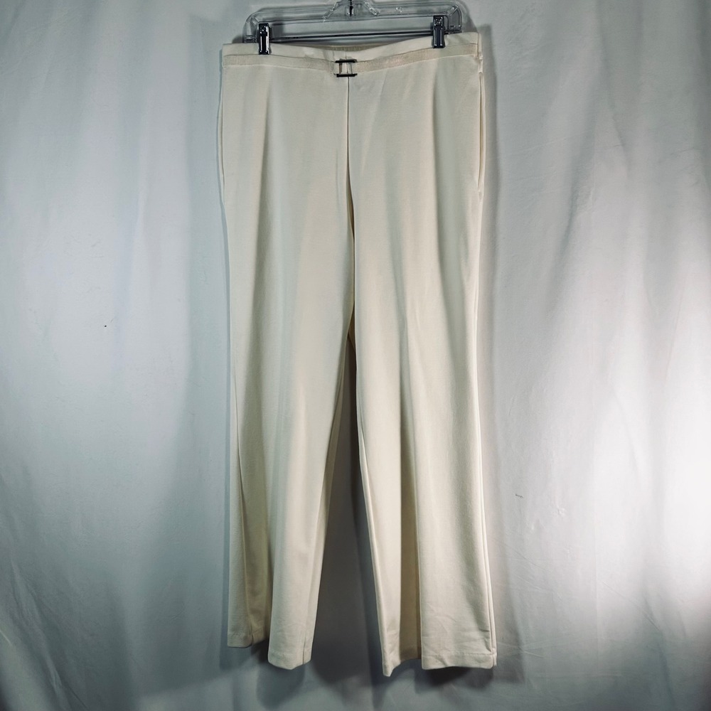 New York & Company Cream Stretch Trousers Straight Leg Dress Pants‎ Womens Large